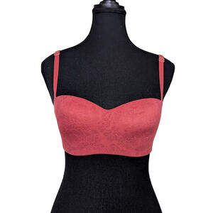 Siella Soft Lace Balconette Bra - Rosewood Pink - NWT - S - Feminine Floral